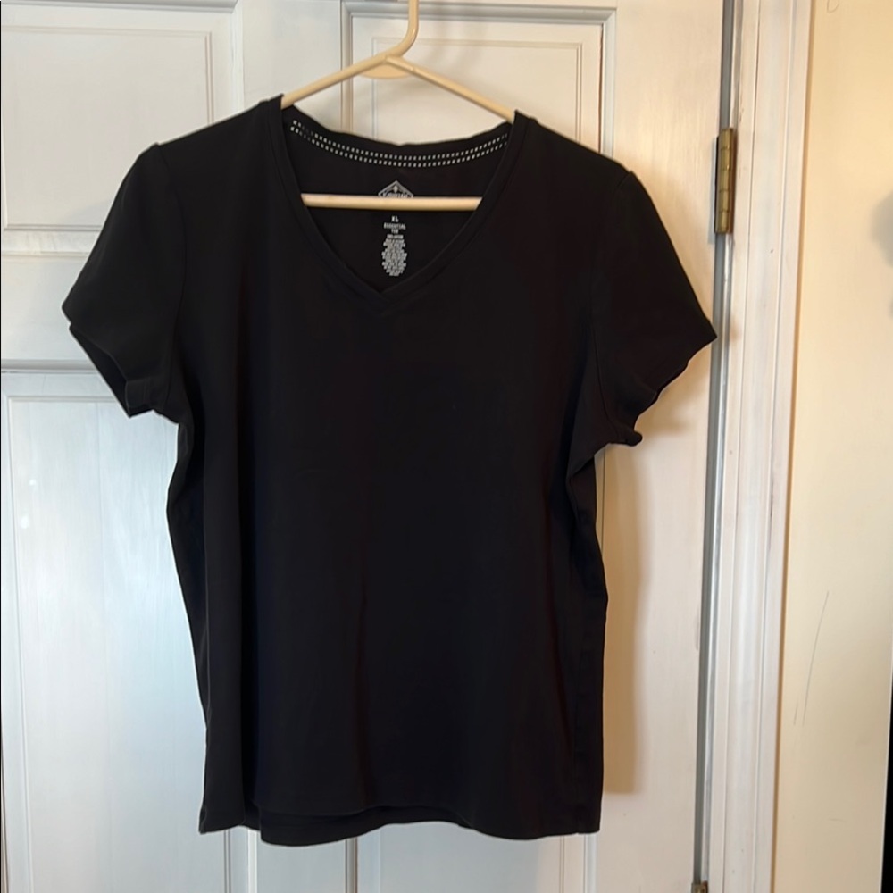 Black V-Neck Women's Top
